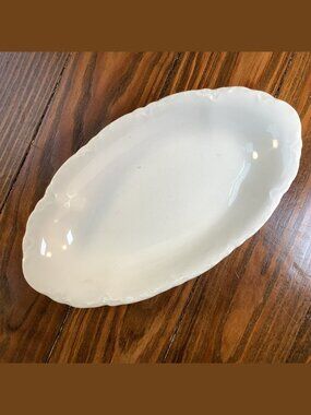 Elegant Vintage Pope Gosser Scalloped China - Small Relish Tray Platter Dish 9”